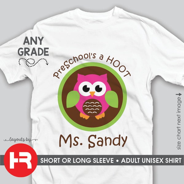 team teacher shirts • adult preschool's a hoot owl preschool t-shirt • personalized back to school shirt teacher appreciation gift