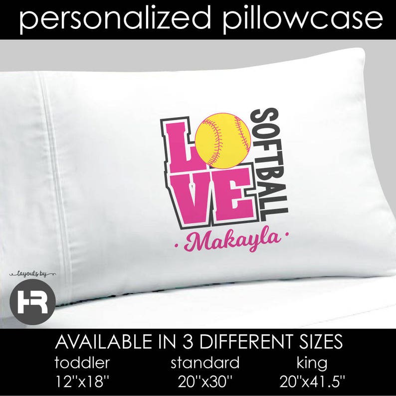 Softball Pillowcase Girls Personalized Love Softball Pillow Etsy