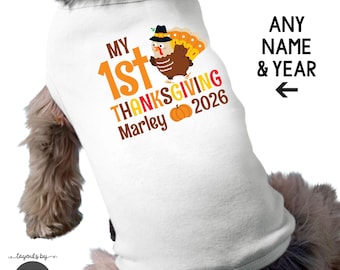 dog 1st thanksgiving shirt • turkey dog t-shirt personalized with name & year