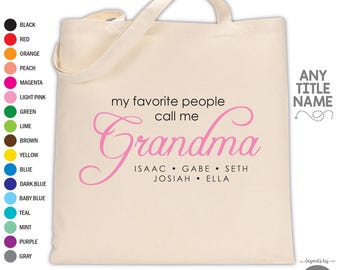 grandma tote bag personalized with grandchildren's names • christmas present • birthday gift • monogrammed mother's day gift