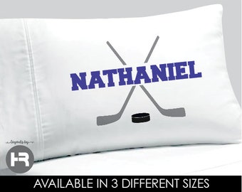 hockey pillowcase personalized decorative bedding decor • team gift, birthday present or Christmas gift