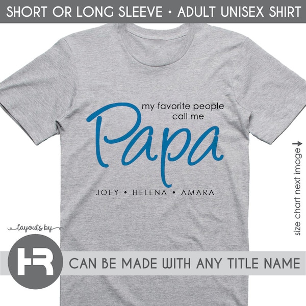 Personalized Papa T-Shirt with Grandchildren Names