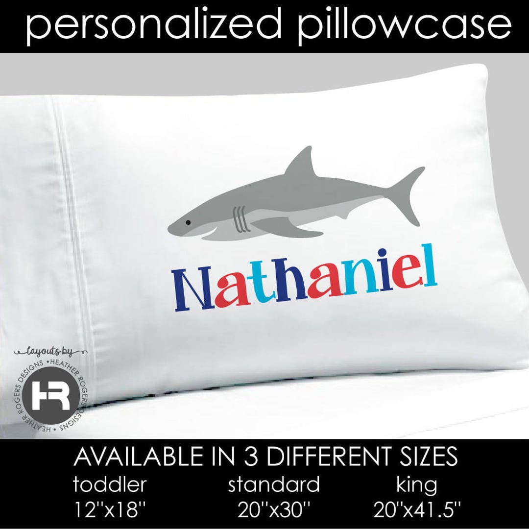Shark Pillowcase Boys Personalized Shark Pillow Case Shark Etsy