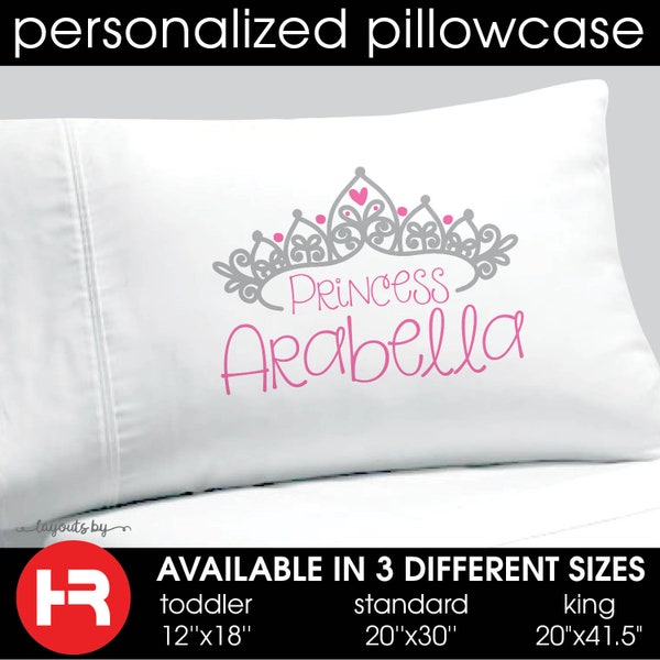 princess pillowcase • personalized decorative girls personalized pillow case • princess bedding decor