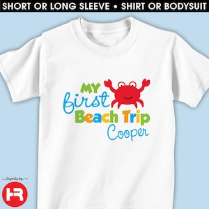 Personalized First Beach Trip Shirt or Baby Bodysuit • Crab Vacation Outfit bild 1