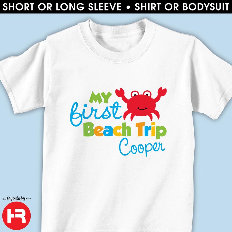 Personalized First Beach Trip Shirt or Baby Bodysuit • Crab Vacation Outfit bild 1