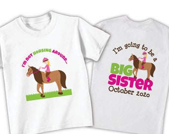 horse big sister shirt or bodysuit • going to be a big sister t-shirt • baby pregnancy announcement tee