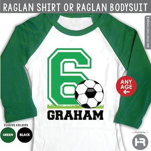 Personalized soccer birthday shirt raglan