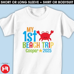 my 1st beach trip shirt or bodysuit or bib • crab personalized beach t-shirt • first beach trip vacation tee