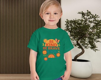 Camiseta para niño "Sé amable, sé valiente, sé tú" / Diseño floral arcoíris Sunshine