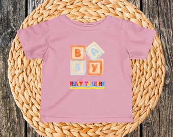 Camiseta infantil Baby Blocks / Camiseta personalizada con nombre para bebé / Colorida y divertida / Lista para aprender