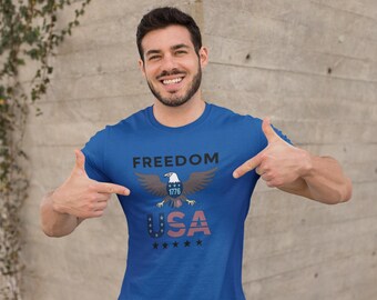 Camiseta unisex Softstyle / Libertad / Bandera de EE. UU. / Águila americana