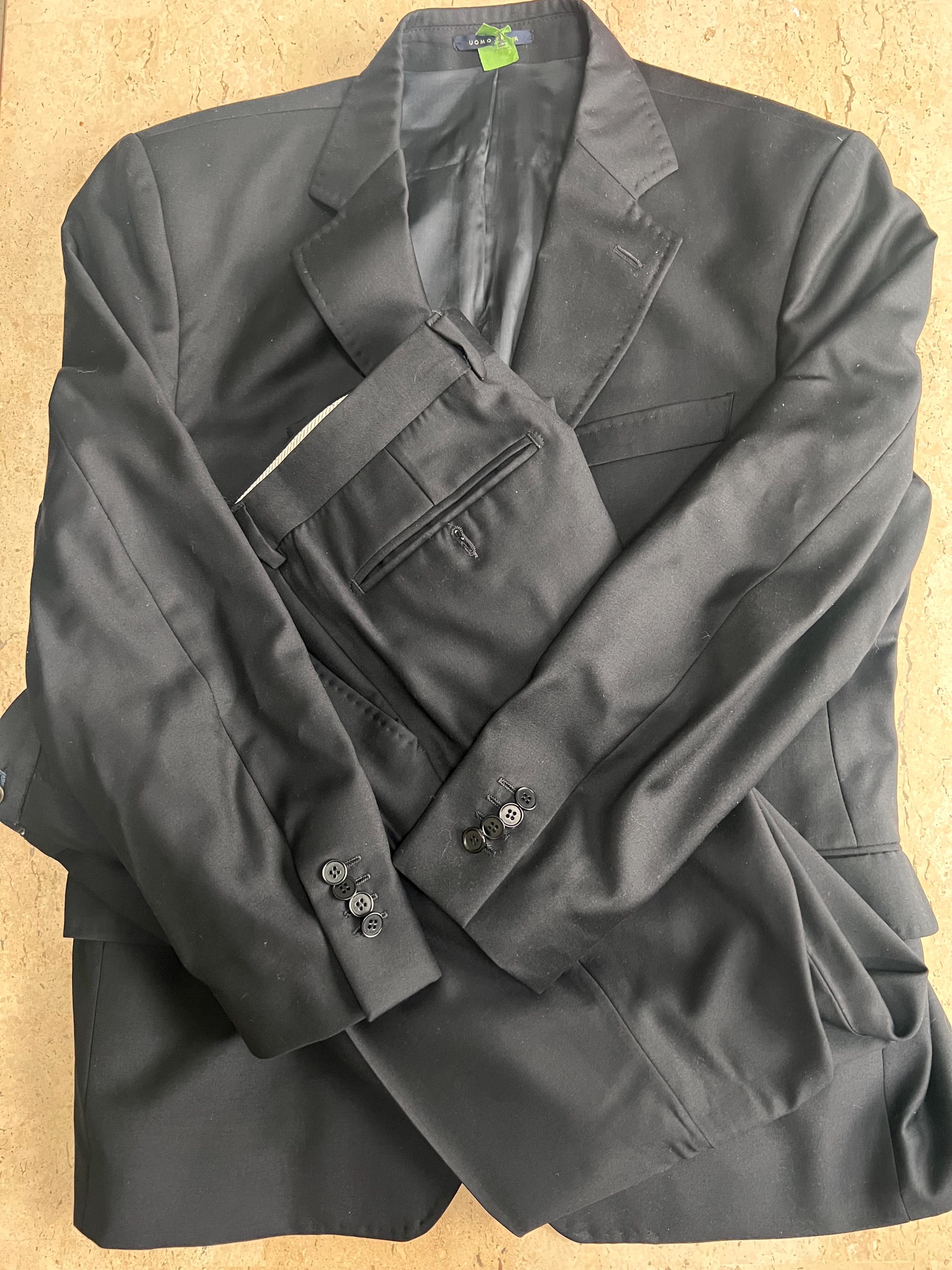 Loro Piana Super 120's vintage wollen zwart kostuum heren, groot Italiaans gemaakt