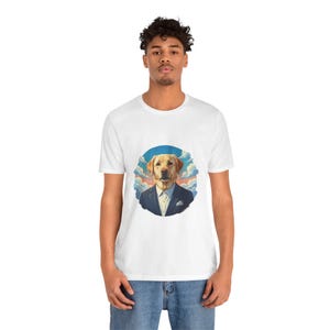 Camiseta con retrato de Labrador. Camiseta gráfica de perro con traje.