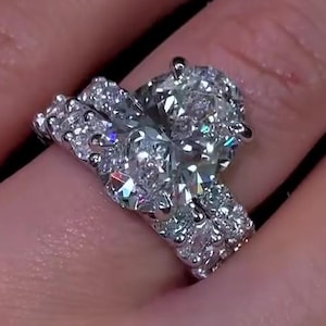 Obrączka zaręczynowa z owalnym diamentem Moissanite 4ct, 10-karatowe złoto 14-karatowe, dla kobiet, zestaw pierścionków ślubnych na rocznicę ślubu, srebrny prezent na Boże Narodzenie