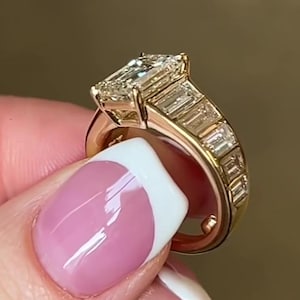 3ct Emerald Moissanite Diamond Engagement Ring Set Gold Wedding Ring For Women Her Stackable Set Anniversary Promise Silver Mothers Day Gift