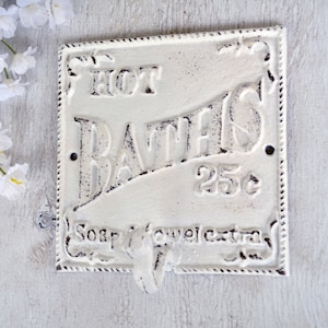 Bath Hook, Hot Bath Sign, Robe Hook, Bathroom Hook, Towel Hook, Vintage Style, Decorative Wall Hook