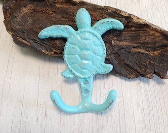 Sea Turtle, Cast Iron Hook, Tropical Decor, Key hook, Towel Hook, Beach decor, Wall Hook