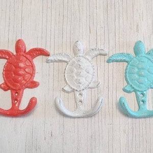 Sea Turtle Cast Iron Wall Hook, Tropical Decor, Key hook, Towel Hook, Beach decor Gift One Turtle