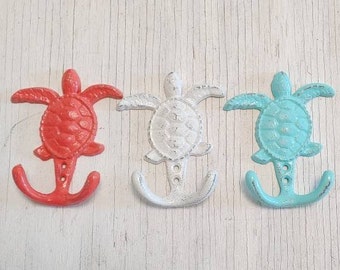 Sea Turtle Cast Iron Wall Hook, Tropical Decor, Key hook, Towel Hook, Beach decor Gift One Turtle