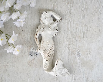 Mermaid Hook, Cast iron hook, Spa Hook, Key Hook, Bathroom hook, Jewelry Holder, Beach Decor