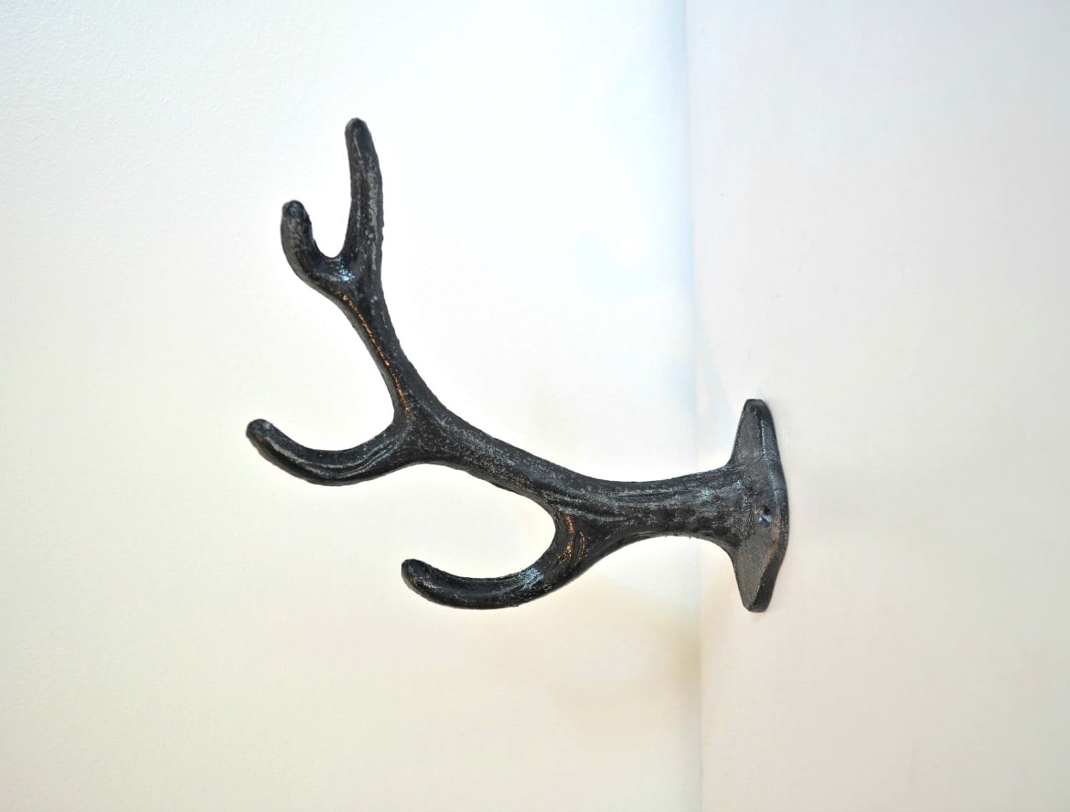 Single Deer Antler Cast Iron Wall Hook, Coat Hook, Towel Hook, Faux Taxidermy, Key Holder,