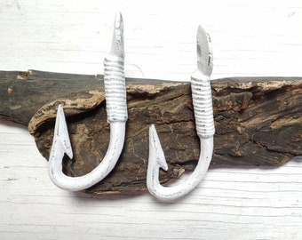 One Fishing Wall Hook, Cast Iron, Nautical Decor, Tropical, Beach Decor Hooks, Key hook, Fish Hook