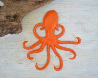 One Octopus Hook, Cast iron hook, Tropical Decor, Key hook, Towel Hook,  Beach Decor