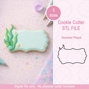 Meerjungfrau Algen Plaque Cookie Cutter | Unter dem Meer Plakettenschneider | Ozean-Geburtstag-Ausstechform