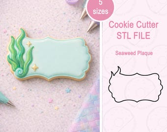 Mermaid Seaweed Plaque Cookie Cutter | Under the Sea Plaque Cutter | Ocean Birthday Cookie Cutter