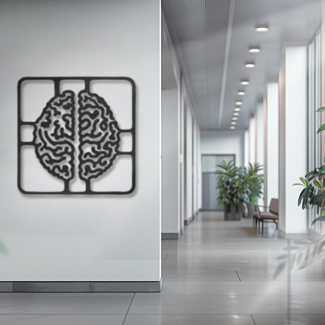 Brain Pattern Wall Brain Grid Metal Wall Art, Modern Anatomy Wall Decor, Science and ...