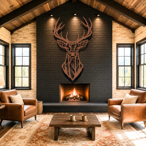 Deer Head Metal Wall Art,Rustic Cabin Decor,Forest Stag Wall Hanging,Wildlife Metal Art,Hunting Lodge Decor,Woodland Wall Decor, Nature Gift