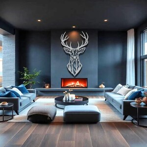 Geometric Deer Head Metal Wall Art
