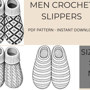 Patrón de pantuflas de crochet para hombre, pantuflas unisex tipo botín, ideales para principiantes (patrón PDF)