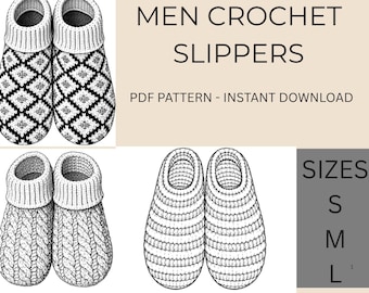 Men's Crochet Slippers Pattern, Unisex Bootie Slipper, Beginner Friendly (PDF Pattern)