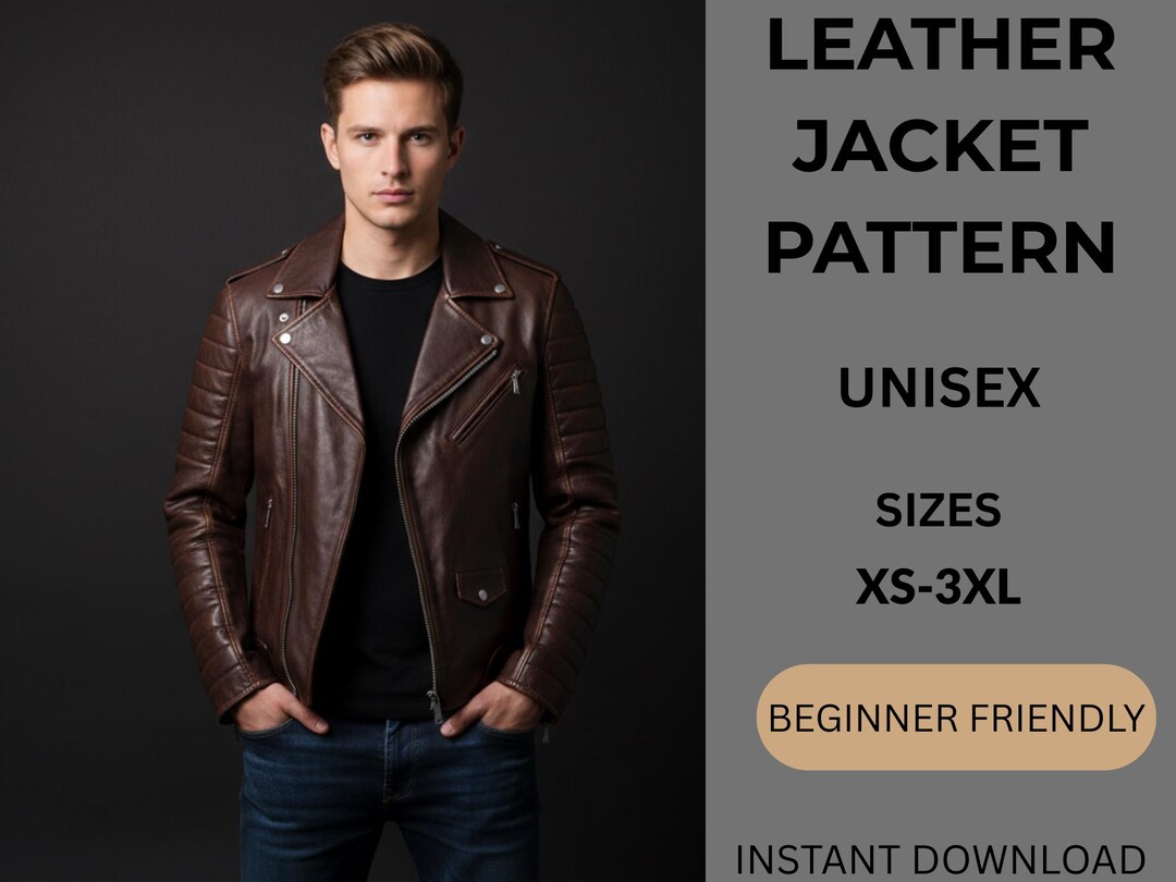 Leather Biker Jacket Sewing Pattern, Unisex XS-3XL (digital Download ...