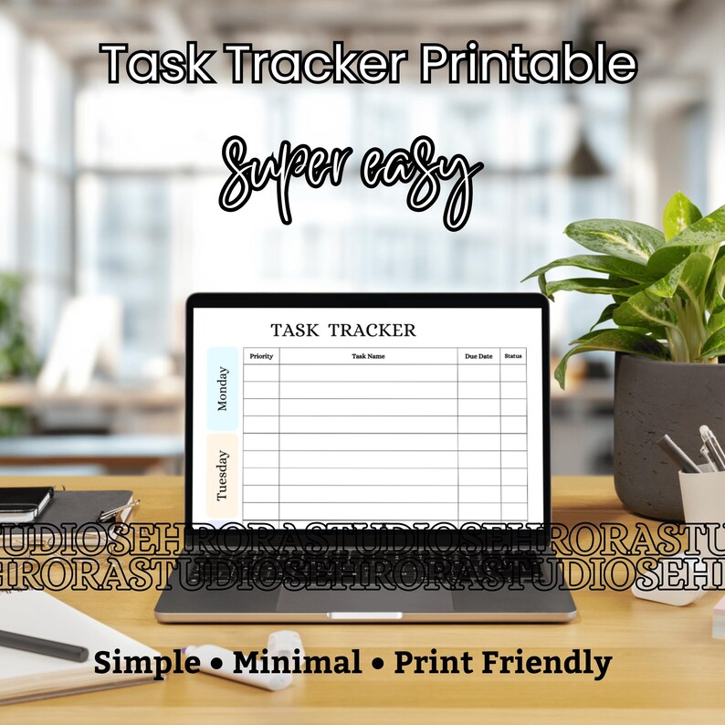 Task Tracker Printable | HP Classic Planner Insert | Daily Task Tracker ...