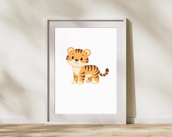 Minimalist Tiger Nursery Wall Art | Printable Kids Room Decor PDF