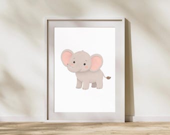 Minimalist Elephant Nursery Wall Art | Printable Kids Room Decor PDF
