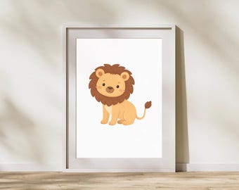 Minimalist Lion Nursery Wall Art | Printable Kids Room Decor PDF