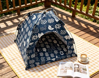 Modern Pet House Cat Furniture Tent, Cat Cave Outdoor Cat House, Camping Fabric Pet Shelter for Cats, Dogs  Bunnies, Cat Lover Gift
