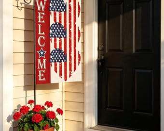 American Flag Outdoor Decor, Patriotic 4th of July Summer Garden Flag, Memorial Day Veterans Day Welcome Yard Gift