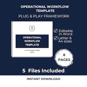 Operational Workflow Template (Word) | Swimlane Workflow Map | BPMN Process Flowchart | SOP Documentation | Instant Download