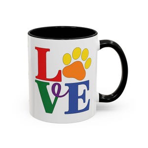 Rainbow Dog & Cat Lover Accent Coffee Mug 11/15oz P9 — LGBTQ+ Gay Pride