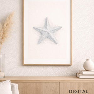 Neutral Coastal Starfish Wall Art Printable – Minimal Beach Decor Digital Download – Soft Sand Texture Ocean Poster – Scandinavian Art