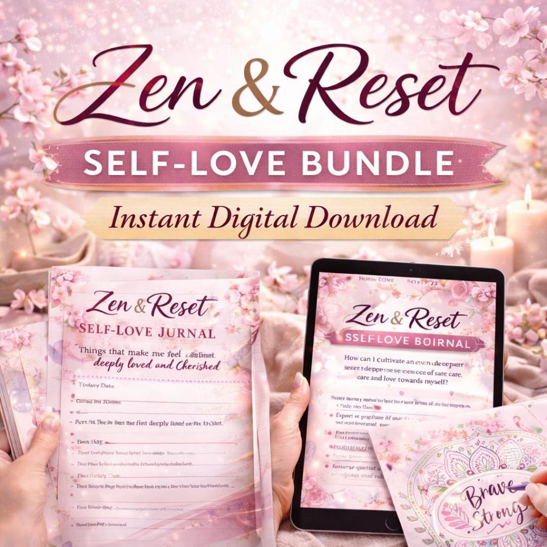 Self Love Bundle Printable & Digital | Zen Reset Ritual Journal, Habit ...