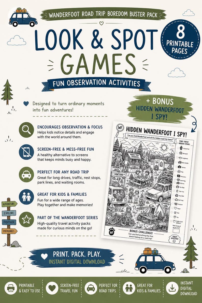 Fun Worksheets For Car Rides Road Trip Activities for Kids Printable | Car Travel Games | Screen ...