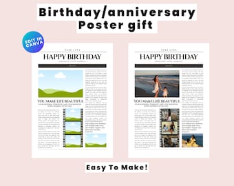 Personalized Birhtday / Anniversary Poster | Romantic Anniversary Gift (Digital Download)