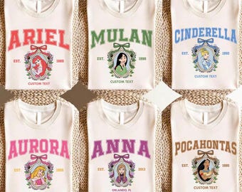 Custom Coquette Bows Disneyland All Princesses Mirror Shirt, Princess Birthday Girl Squad Shirt, Magic Kingdom Shirt, WDW Magic Kingdom Trip
