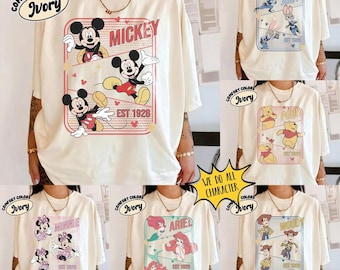 Retro Customize Disneyland All Characters Vintage Tee, Mickey and Friends Tee, Disneyworld Family Vacation 2026, Magic Kingdom Toy Story Tee